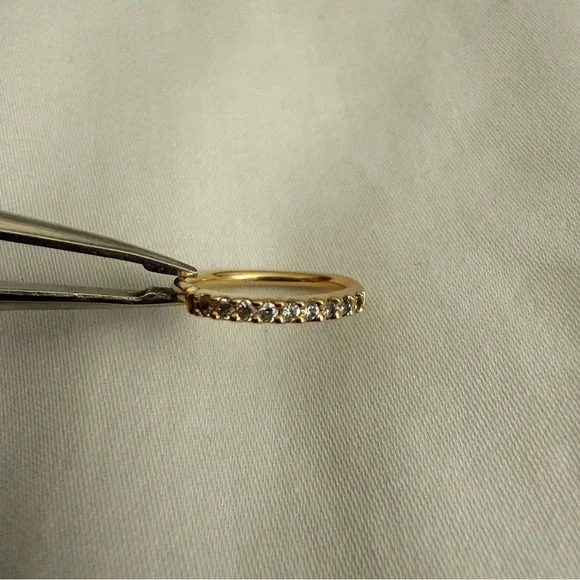 16g Gold Outside Gem Ring 14k yellow gold 7/16” CZ - Picture 1 of 5